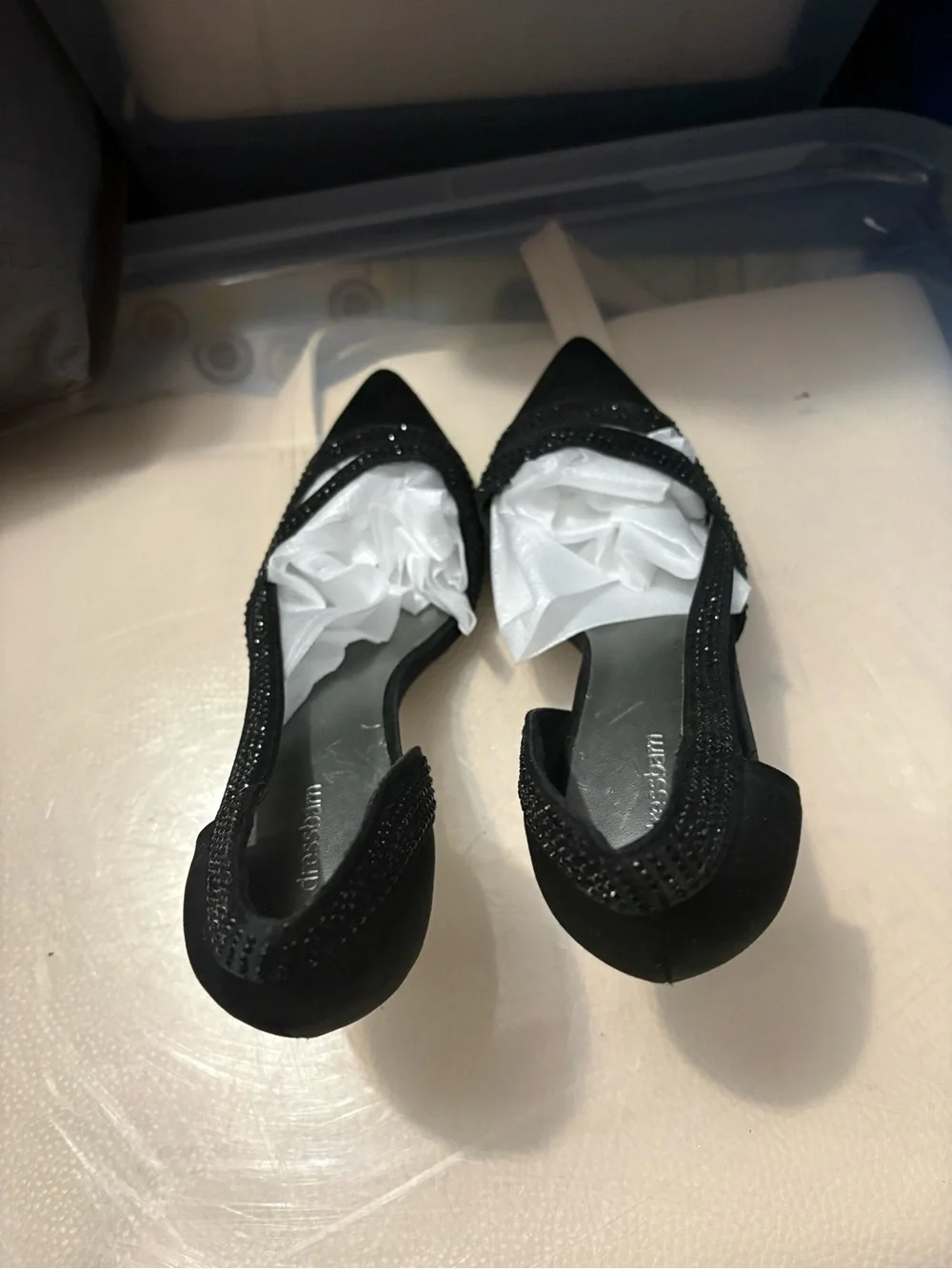 Dress Barn Black Pointed D'Orsay Heels with Sparkle Trim